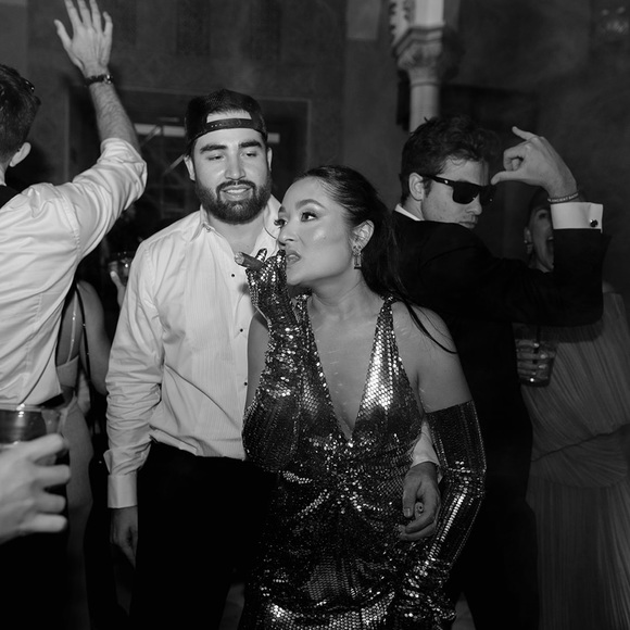 Custom embellished silver gown with gloves. Wore it for my after party. - Picture 3 of 4